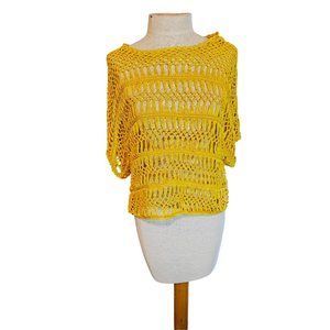 Apple Bottom Crochet top size Large‎ yellow cropped y2k